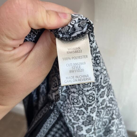 Max Studio Black White Printed Open Kimono Boho Layering Size 2X - Picture 3 of 7